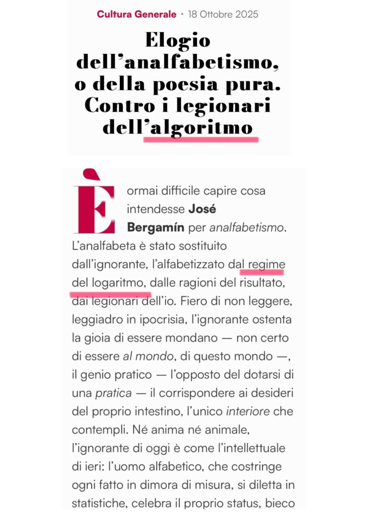 Articolo di Aldo Nove per pangea.news, ispirazione per il racconto "Il regime del logaritmo" di Nina Grenzwert per la rubrica Storie che contano