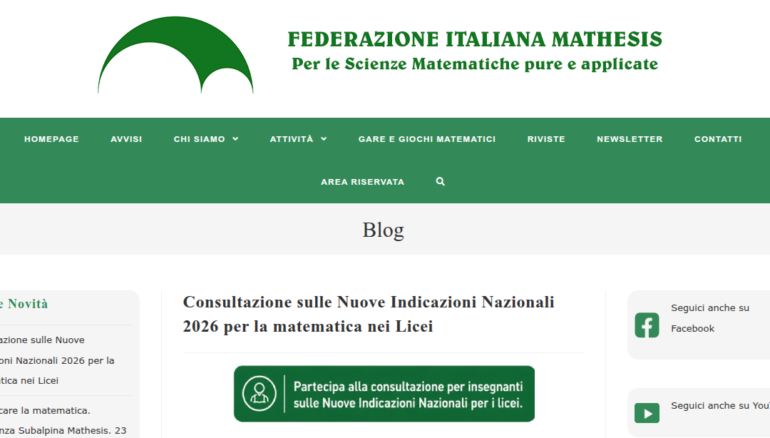 Nuove Indicazioni Nazionali per i Licei – Consultazione degli insegnanti di matematica e di discipline STEM