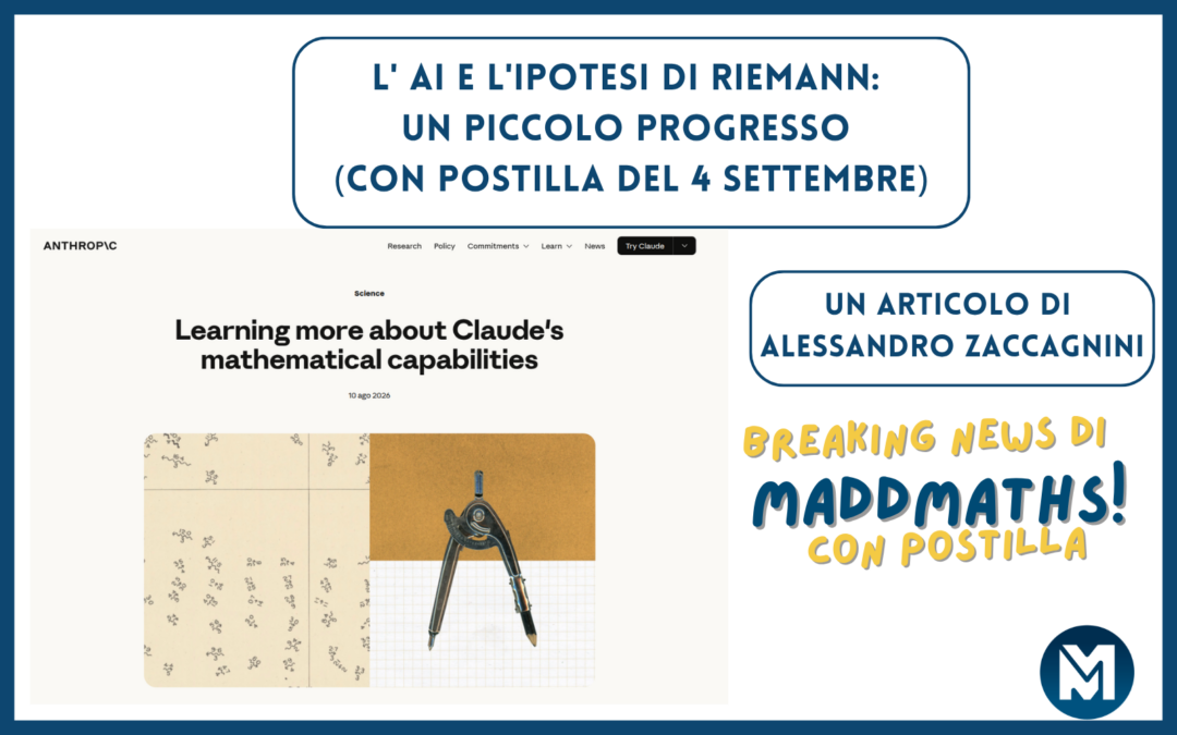 L’ AI e l’ipotesi di Riemann: un piccolo progresso (con postilla del 4 settembre!)